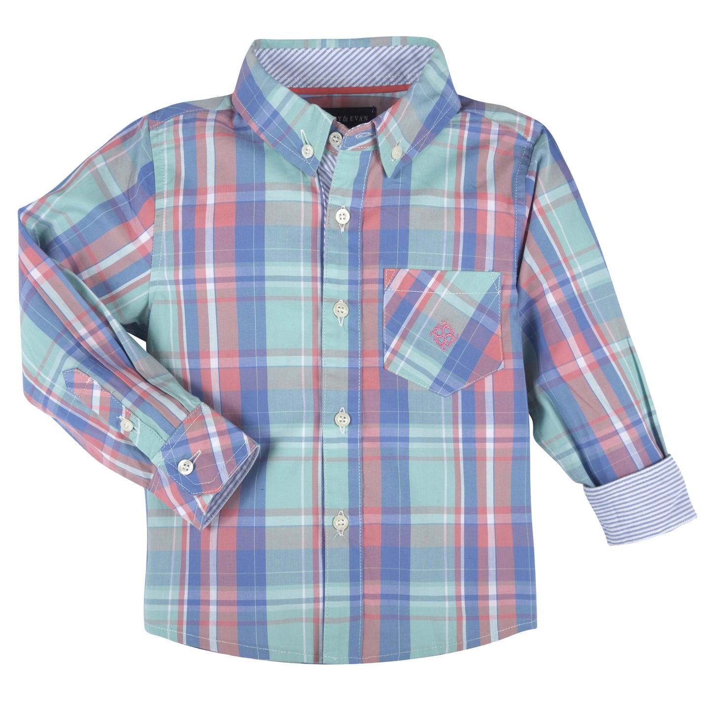 Andy & Evan Mint Plaid Button-up