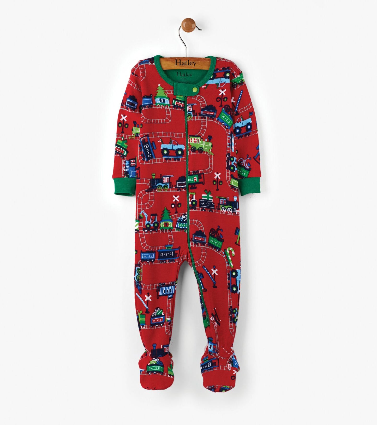 Variation #3069 of Hatley Christmas Train Footed Coverall