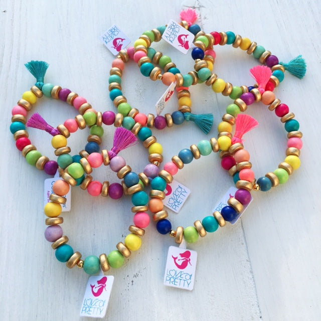 Love of Pretty Heart Rainbow Tassel Necklace
