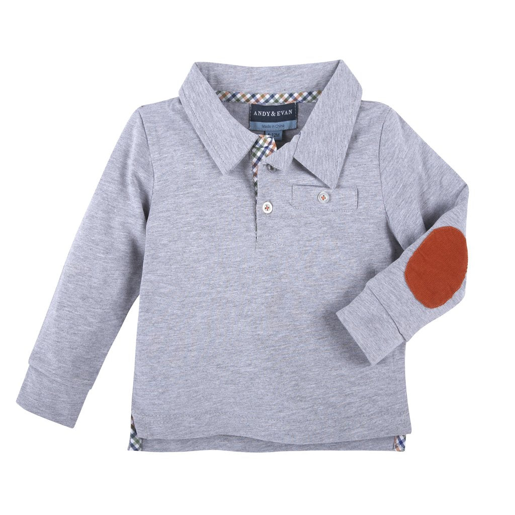 Andy & Evan Grey Elbow Patch Polo