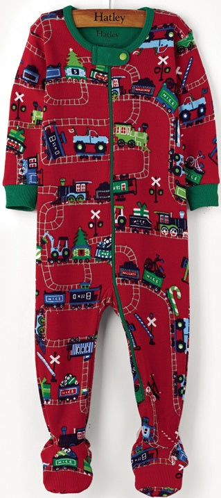 Variation #3069 of Hatley Christmas Train Footed Coverall